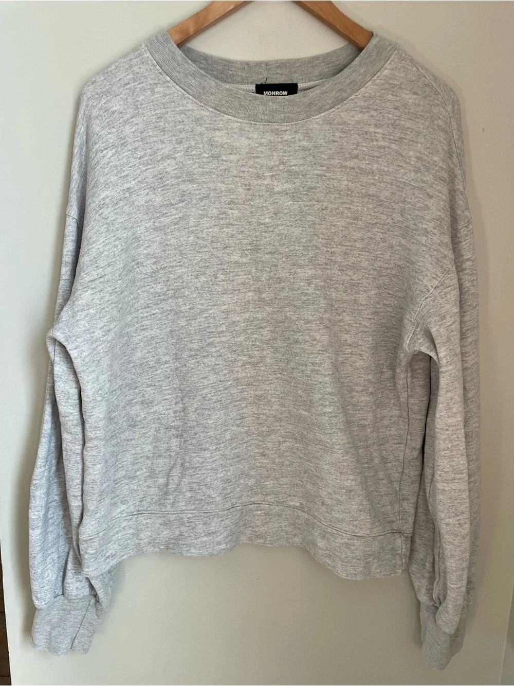 Monrow Blouson Sleeve Crewneck Sweatshirt Heather Grey Medium Casual Comfy Cozy - Picture 2 of 11